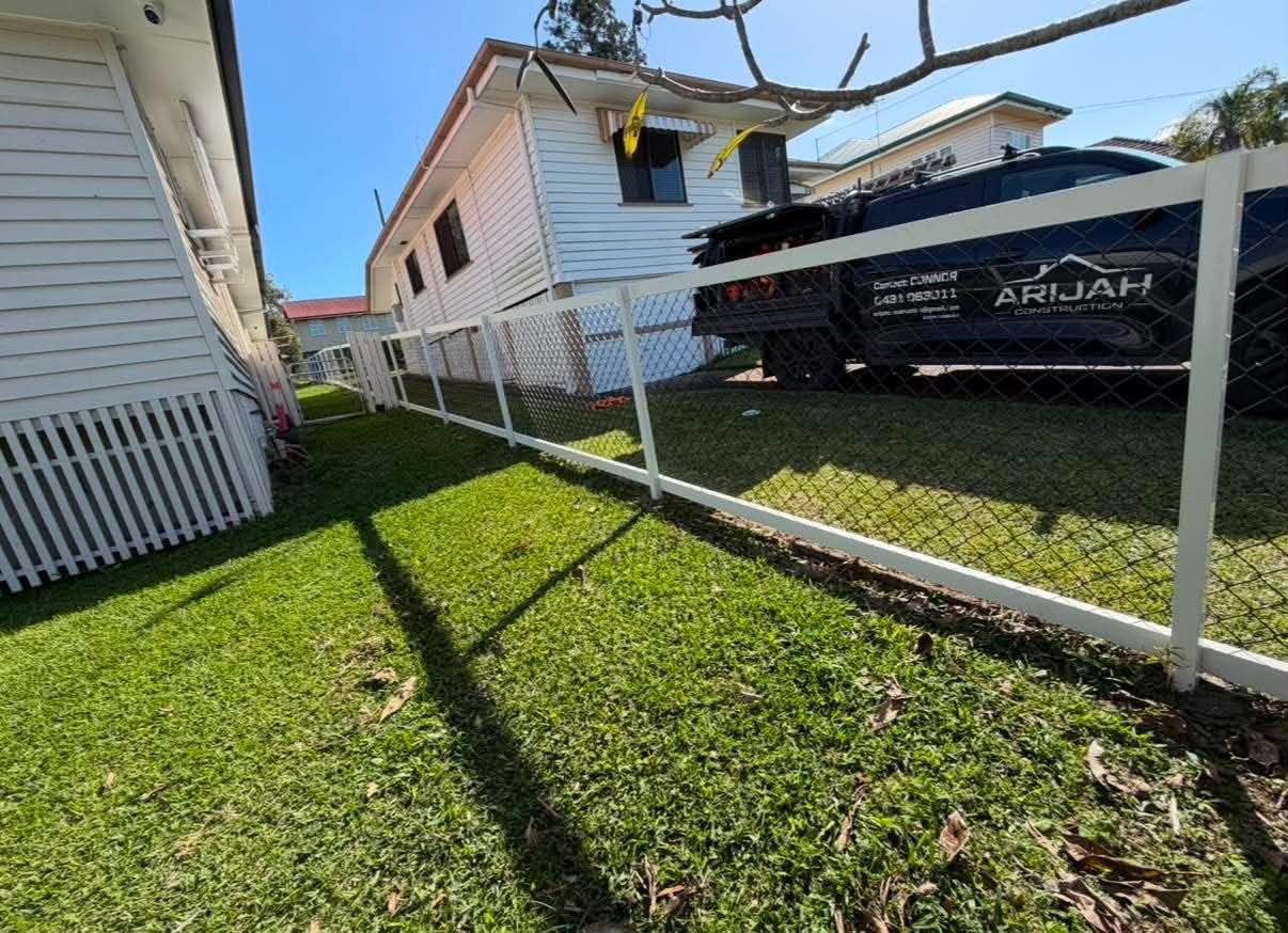 Side-yard levels documented before fencing work